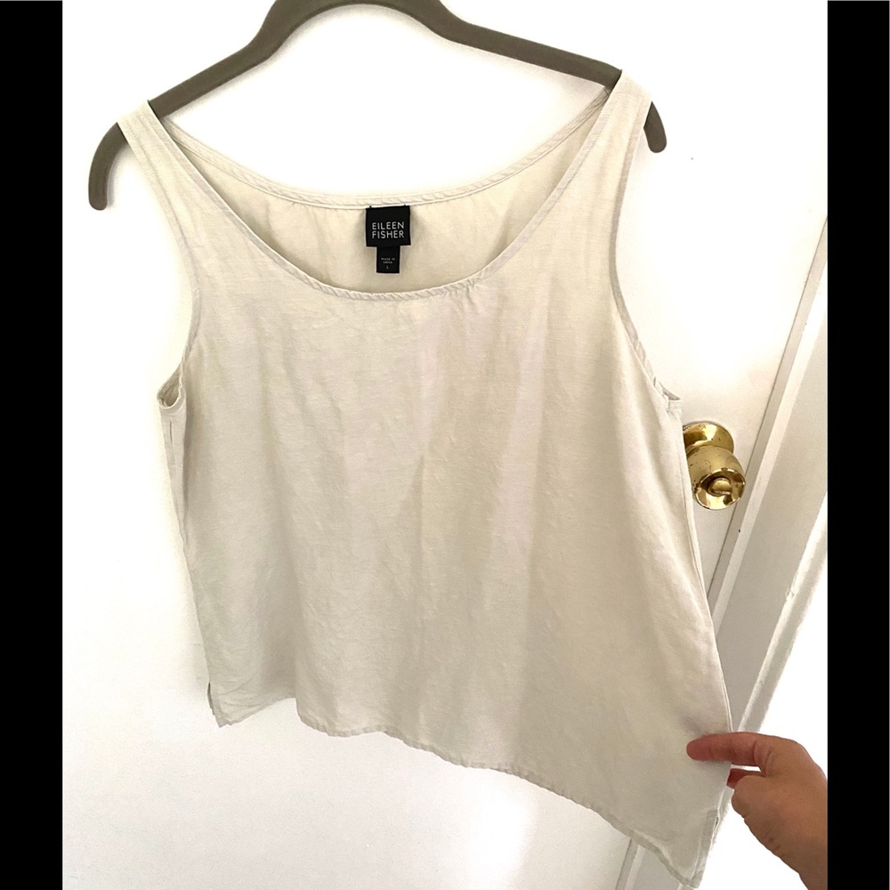 Eileen Fisher Linen Silk Blend Scoop Neck Tank
